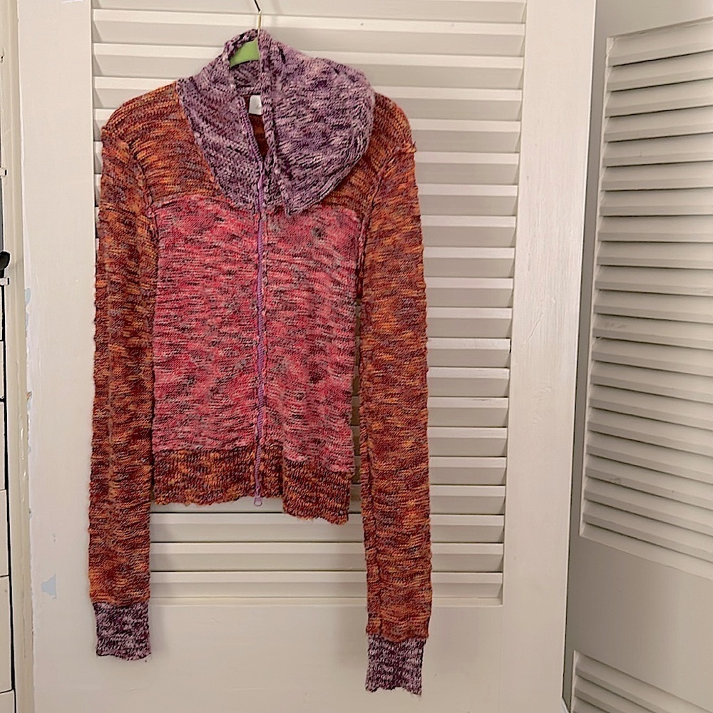 Marled Bright Knit Hoodie Perfect Combination for a Cheery Fall Full Zip Size M